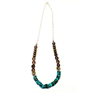 MINU Jewels Necklaces Silver Nuba 16" Necklace in Smoky Quartz, Turquoise & Pyrite