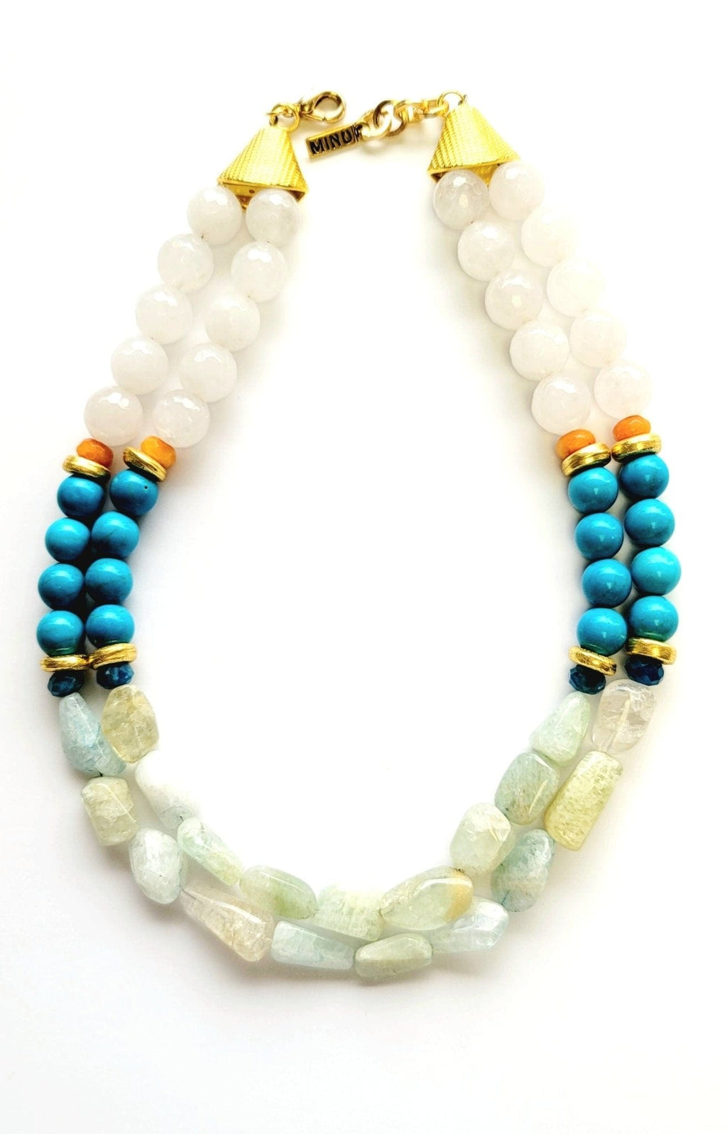 MINU Jewels Necklaces Sorrento 18" Double Strand Necklace Turquoise, Aquamarine, Agate, & Apatite