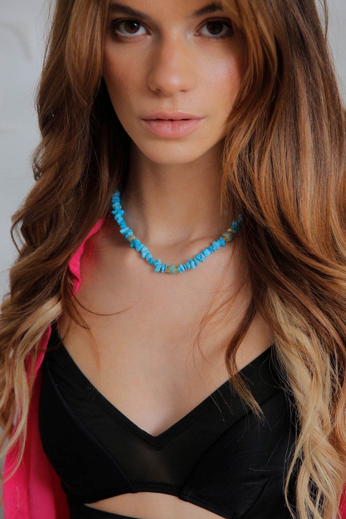 MINU Jewels Necklaces Turchese Turquoise & Amazonite Necklace with Gold Accents