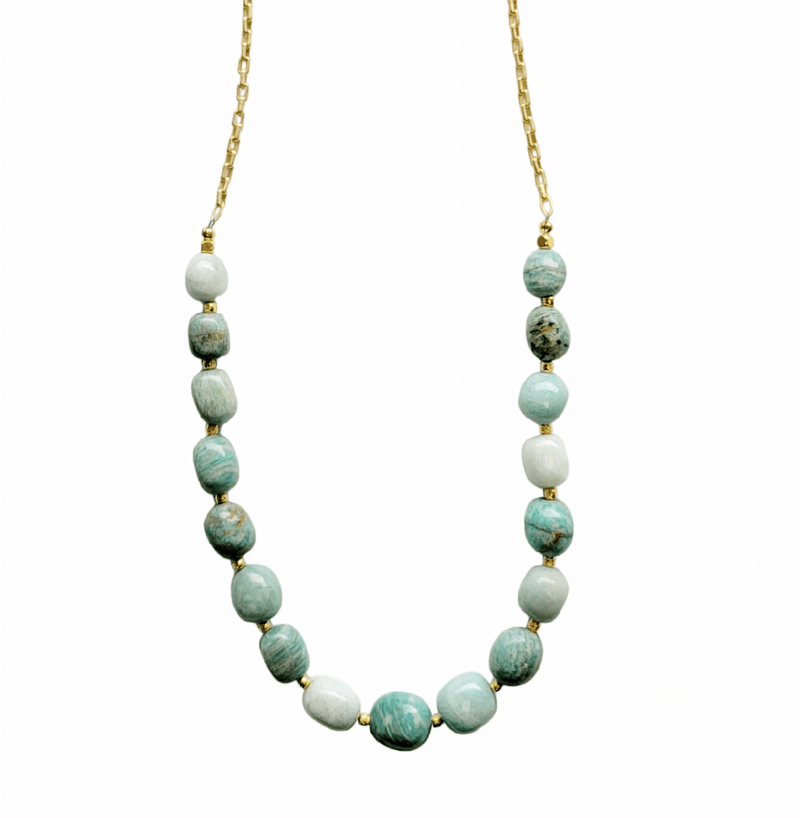 MINU Jewels Necklaces Valar Necklace in Blue-Green Amazonite With Gold Plated Accents