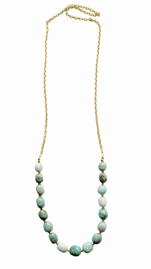 MINU Jewels Necklaces Valar Necklace in Blue-Green Amazonite With Gold Plated Accents