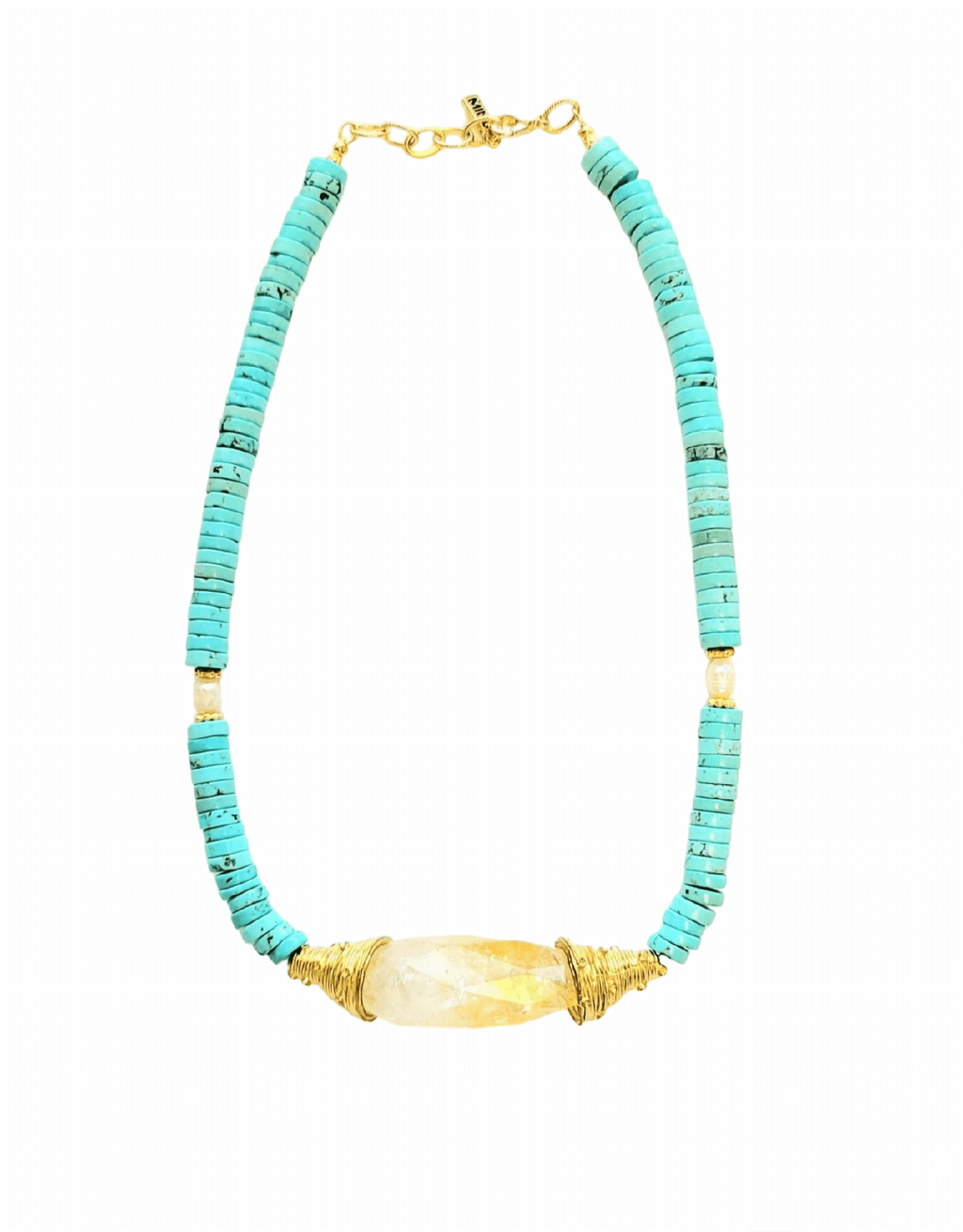 MINU Jewels Necklaces Valia 16-18" Turquoise Statement Necklace with Pearls & Faceted Citrine