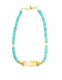 MINU Jewels Necklaces Valia 16-18" Turquoise Statement Necklace with Pearls & Faceted Citrine