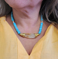 MINU Jewels Necklaces Valia 16-18" Turquoise Statement Necklace with Pearls & Faceted Citrine