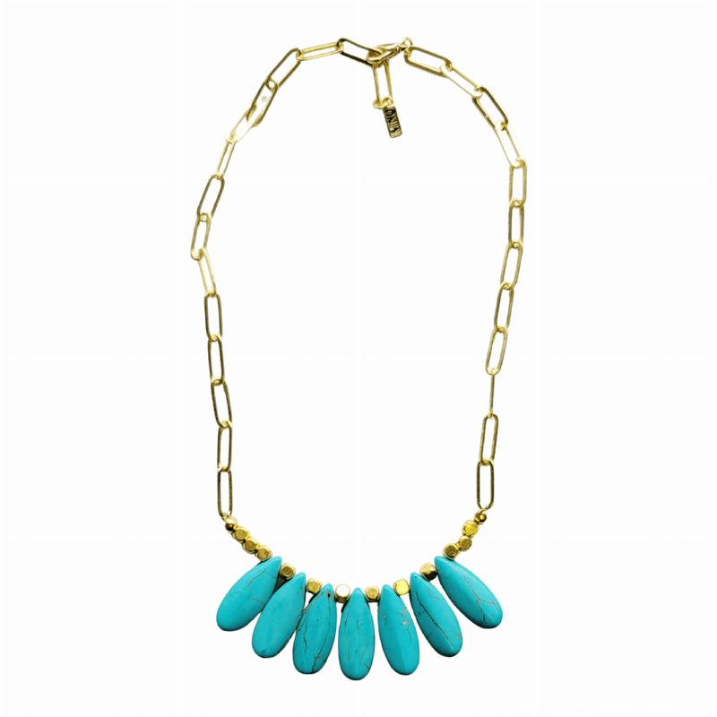 MINU Jewels Necklaces Xema Gold Plated Chain Necklace With Turquoise Drops