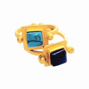 MINU Jewels Ring Heka 18 Kt Gold Plated Ring in Blue Lapis | MINU