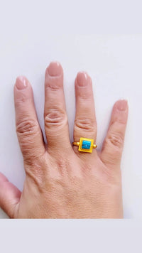 MINU Jewels Ring Heka 18 Kt Gold Plated Ring in Blue Lapis | MINU