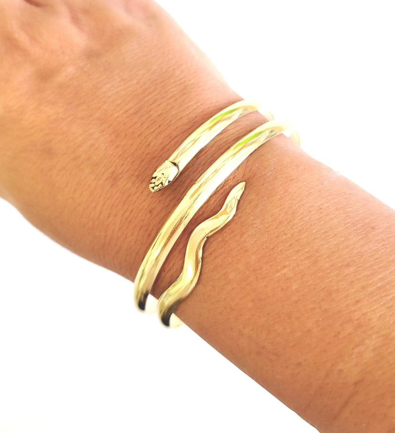 MINU Jewels Rings Style 2 / Gold Egyptian Snake Semi Cuff Wrap Bracelet