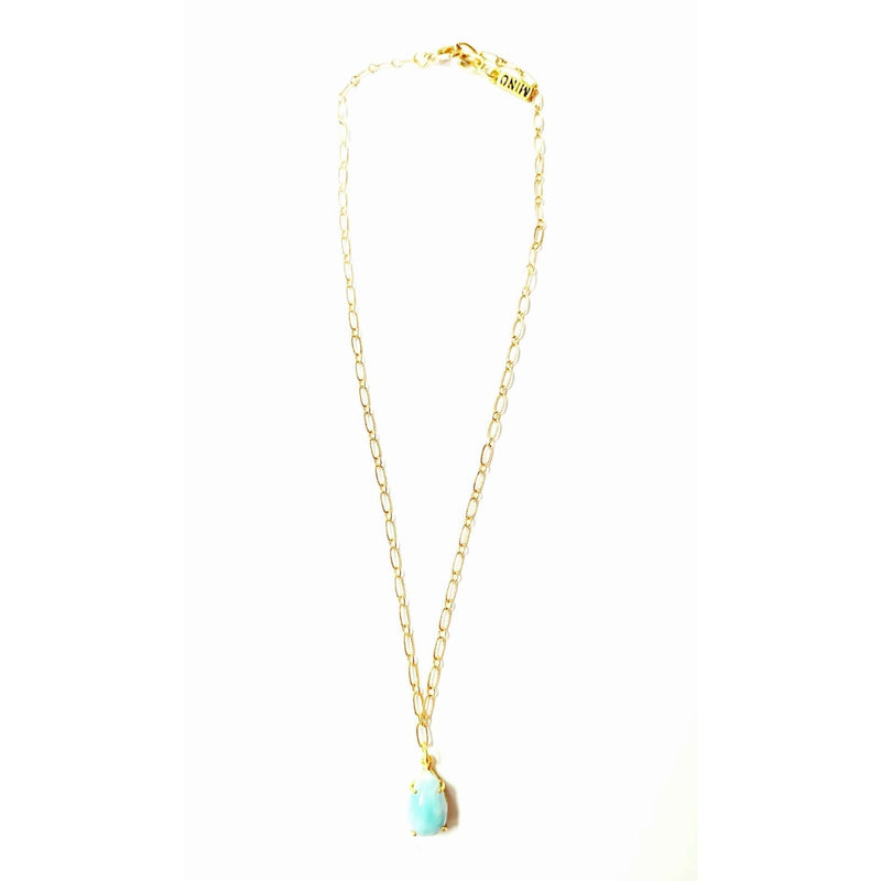 MINU Jewels Women's Pendant Gold Necklace with larimar Stone Pendant with 16-18" Silver or Gold Chain | MINU