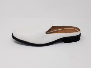 N.Y.L.A. SHOES 6 / White Lea N.Y.L.A. Shoes Long Beach Women's Open Back Loafer in Black Gold, Silver, White, or Leopard