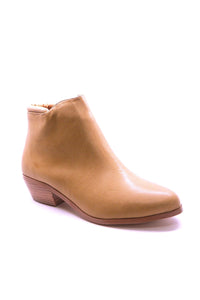 N.Y.L.A. SHOES BOOTIES N.Y.L.A. Shoes Sandy Women's Tan Vegan Leather Booties with 1.5" Heel and Inside Hidden Side Zip