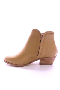 N.Y.L.A. SHOES BOOTIES N.Y.L.A. Shoes Sandy Women's Tan Vegan Leather Booties with 1.5" Heel and Inside Hidden Side Zip