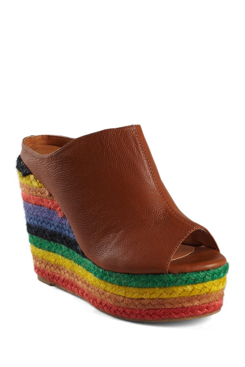 N.Y.L.A. SHOES HEELS N.Y.L.A. Shoes Cobain Open Toe Platform Clogs in Gold, Black, or Cognac