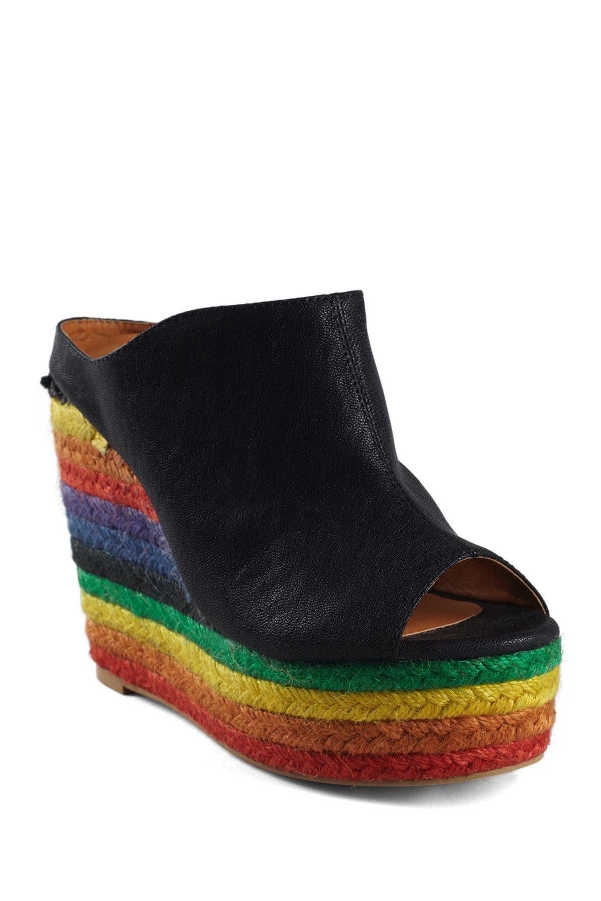 N.Y.L.A. SHOES HEELS N.Y.L.A. Shoes Cobain Open Toe Platform Clogs in Gold, Black, or Cognac
