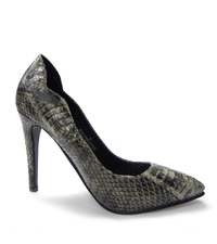 N.Y.L.A. SHOES HEELS N.Y.L.A. Shoes Sharlene Women's Vegan Snake Embossed 4" Pumps in Black or Natural Snake