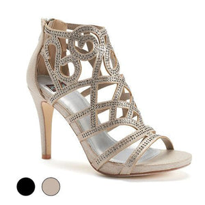 N.Y.L.A. SHOES HEELS N.Y.L.A. Shoes Women's Alena Rhinestone Heel Sandals in Champagne or Black