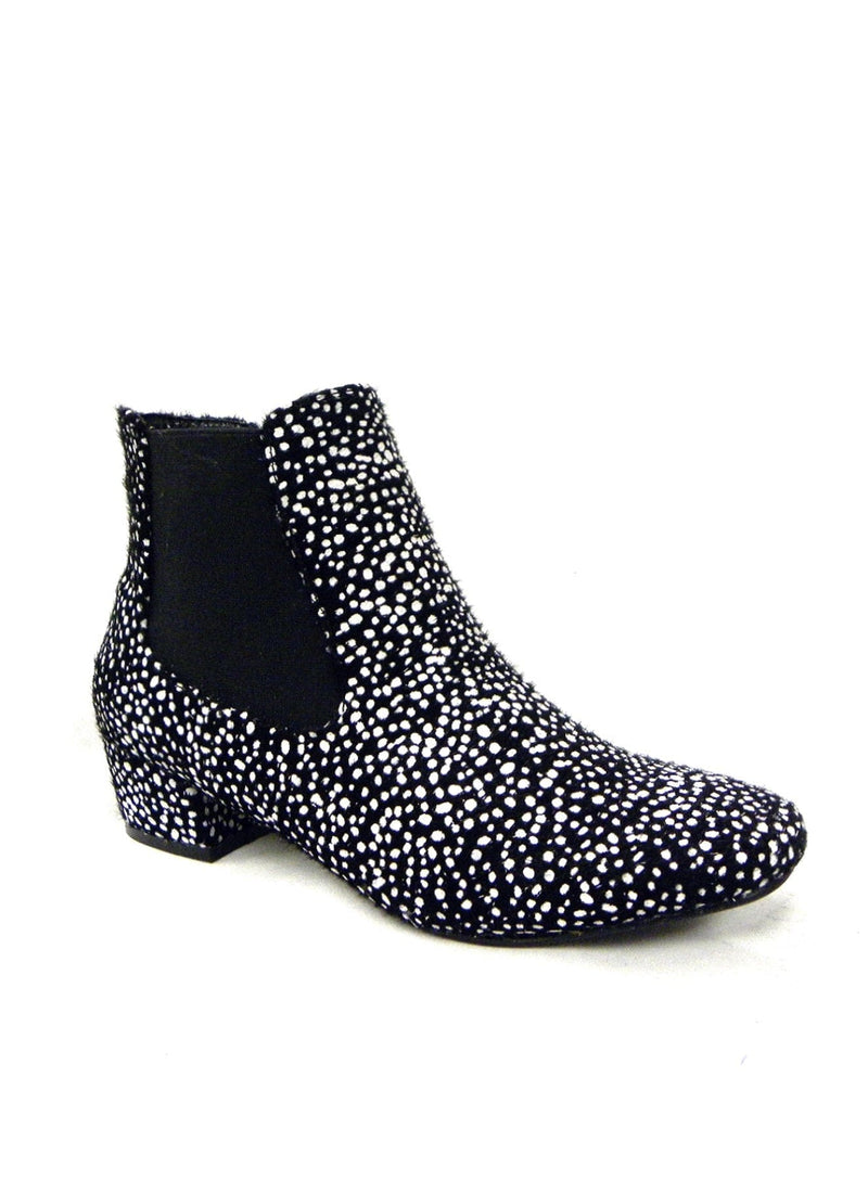 N.Y.L.A. SHOES N.Y.L.A. Shoes Spotted Women's Black & White Booties with 2" Heel