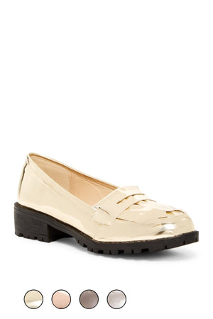 N.Y.L.A. SHOES SHOES NYLA Shoes Metallic Women's Loafers in Silver, Gold, Pewter, or Rose Gold