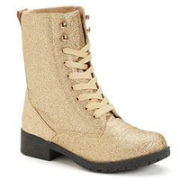 N.Y.L.A. SHOES Women's Boots N.Y.L.A. Shoes Lace Up Women's Combat Boots in Black or Gold Glitter