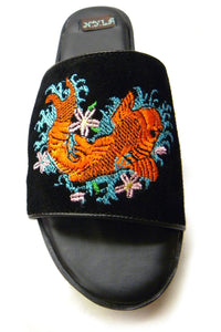 N.Y.L.A. SHOES Women's Mules N.Y.L.A. Shoes Shaqufish Women's Black Suede Mules with Koi Fish Embroidery