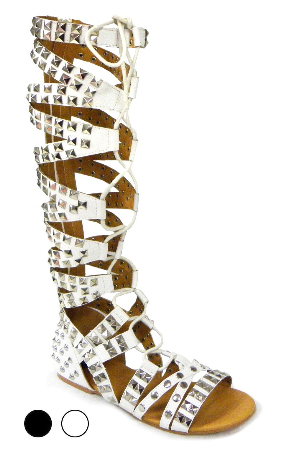 N.Y.L.A. SHOES Women's Sandals 11 / BLK N.Y.L.A. Shoes Anpunk Knee High Gladiator Sandals in Black or White