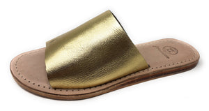 N.Y.L.A. SHOES Women's Sandals 6 / Gold Lea N.Y.L.A. Shoes Laguna Women's Memory Foam Leather Mules - Colors Available