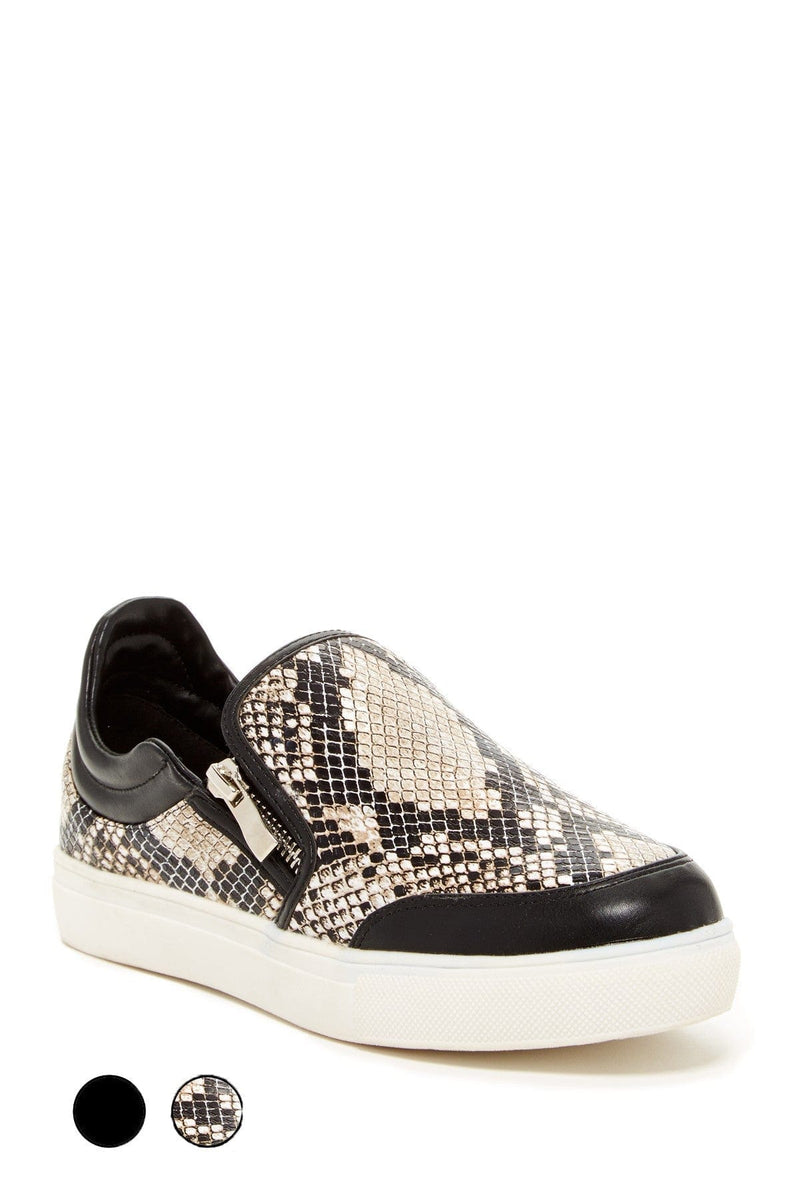 N.Y.L.A. SHOES Women's Sneakers N.Y.L.A. Shoes Women's Allie Slip On Sneakers in Black Snake or Natural Snake