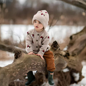 ONEAKIDS Baby & Toddler clothing 3T Beige Mushroom Knit Cardigan