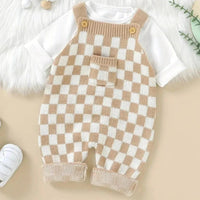 ONEAKIDS Baby & Toddler clothing BEIGE / 0-3M Frankie Check 1-Piece Overalls