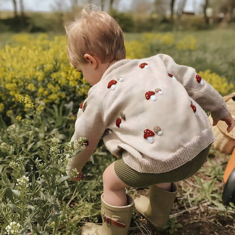 ONEAKIDS Baby & Toddler clothing Beige Mushroom Knit Cardigan