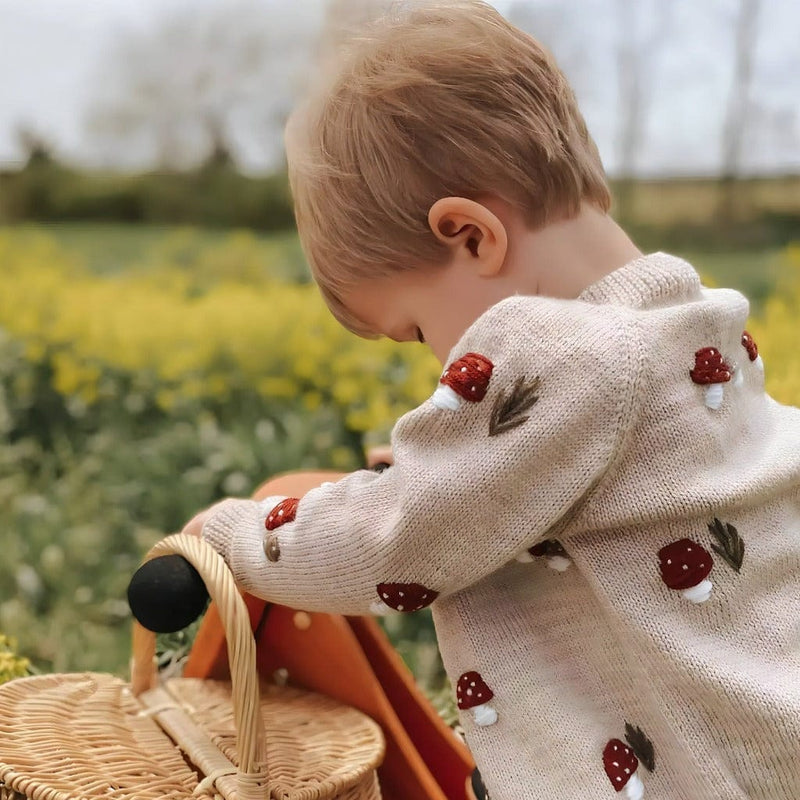 ONEAKIDS Baby & Toddler clothing Beige Mushroom Knit Cardigan