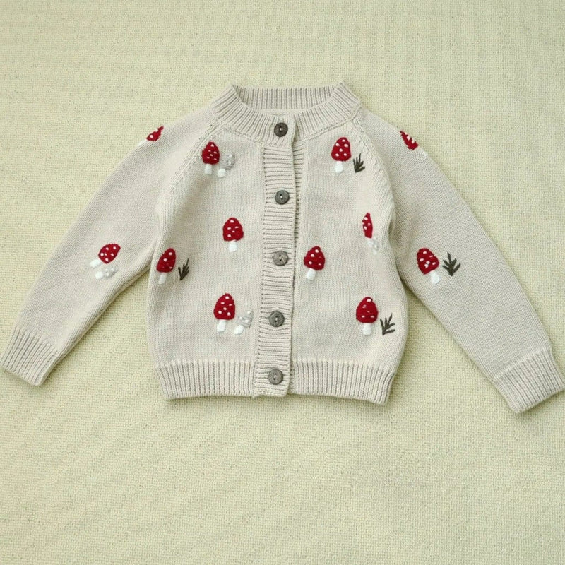 ONEAKIDS Baby & Toddler clothing Beige Mushroom Knit Cardigan