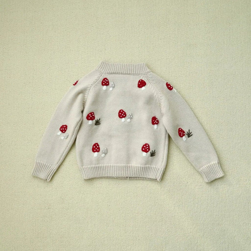 ONEAKIDS Baby & Toddler clothing Beige Mushroom Knit Cardigan