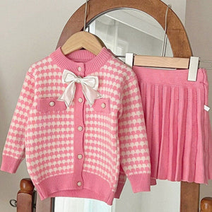 ONEAKIDS Baby & Toddler clothing Knit Cotton Girls' Cardigan & Skirt Set