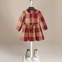 ONEAKIDS Baby & Toddler clothing Red Plaid Vintage Cotton Dress