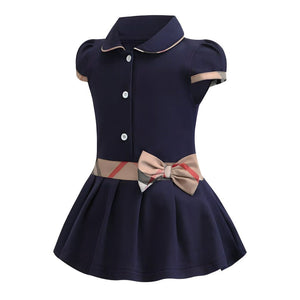 ONEAKIDS Baby & Toddler Outfits Bow Boho Dress Navy Blue