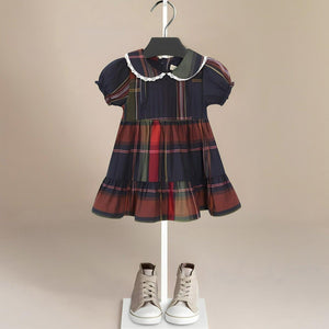 ONEAKIDS Baby & Toddler Outfits Irish Navy Blue Plaid Dress