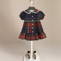 ONEAKIDS Baby & Toddler Outfits Irish Navy Blue Plaid Dress