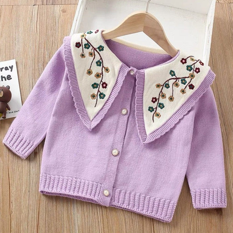 ONEAKIDS Baby & Toddler Outfits PURPLE / 12-18M Floral Knitted Cardigan