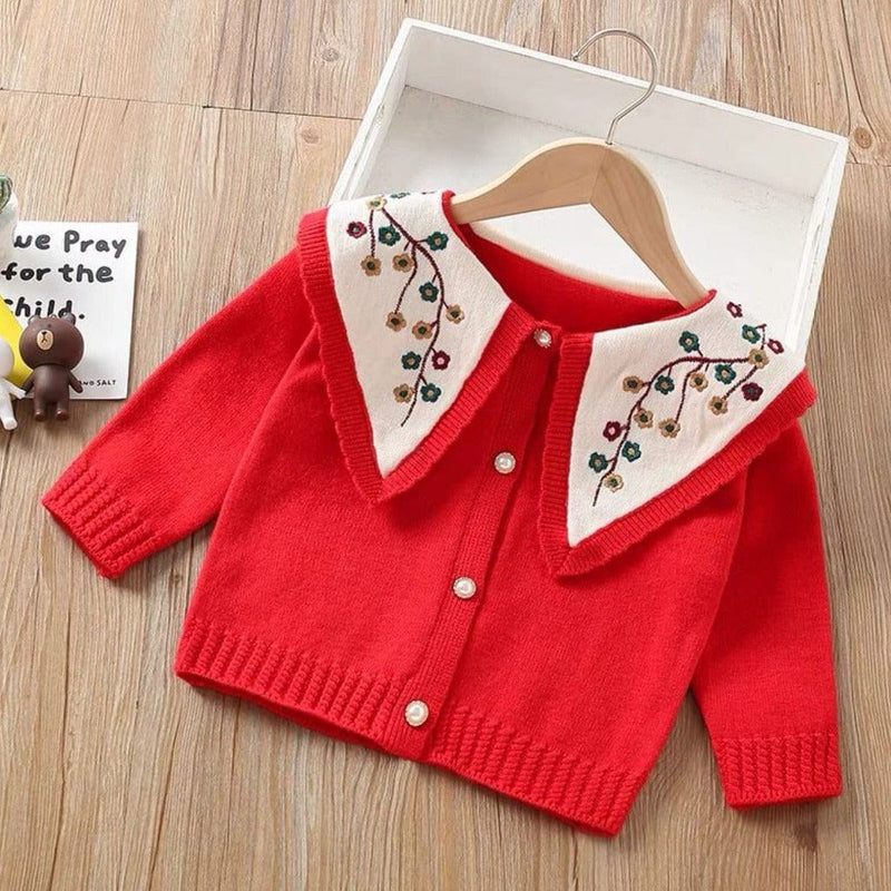 ONEAKIDS Baby & Toddler Outfits RED / 12-18M Floral Knitted Cardigan