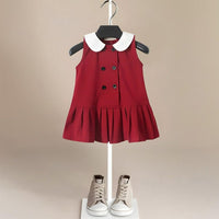 ONEAKIDS Baby & Toddler Outfits Red Classic Dress with White Collar