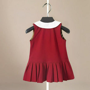 ONEAKIDS Baby & Toddler Outfits Red Classic Dress with White Collar