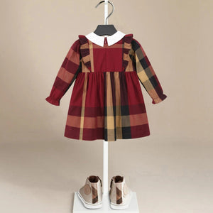 ONEAKIDS Baby & Toddler Outfits Sophia Plaid Burgundy Dress