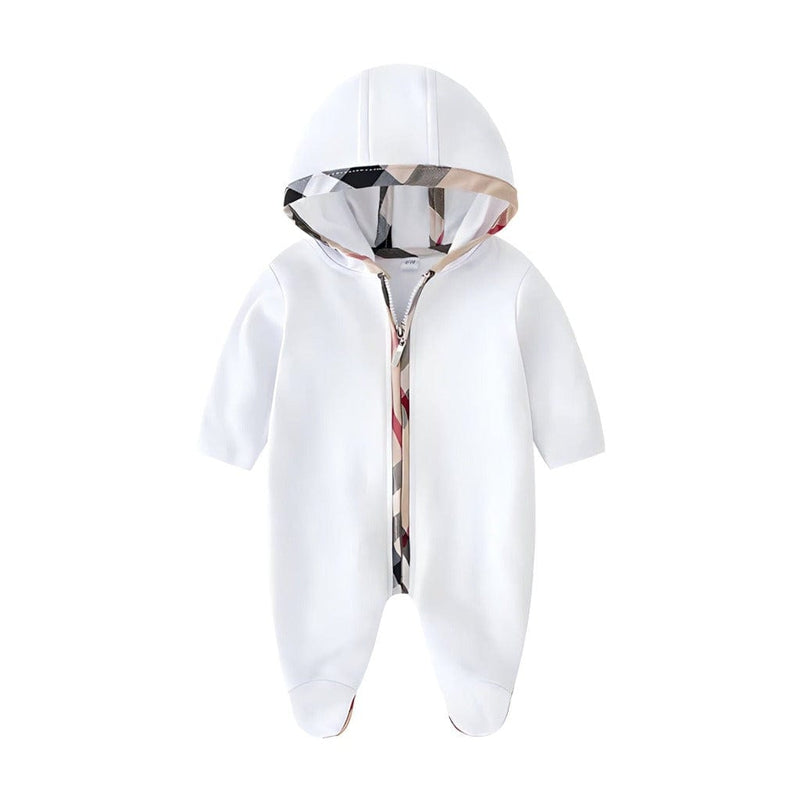 ONEAKIDS Baby & Toddler Outfits WHITE / 0-3M Baby Zipper Hooded Jumpsuit