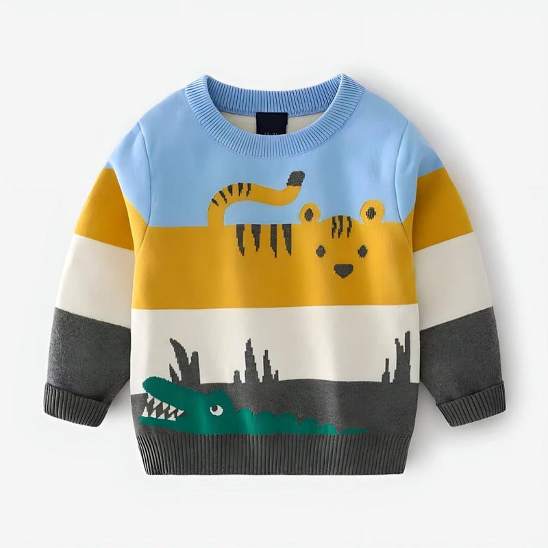 ONEAKIDS Baby & Toddler Tops SKY / 6-12M Animal Knit Boys' Sweater