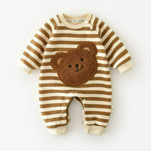 ONEAKIDS BROWN / 3-6M Cozy Baby Bear Romper