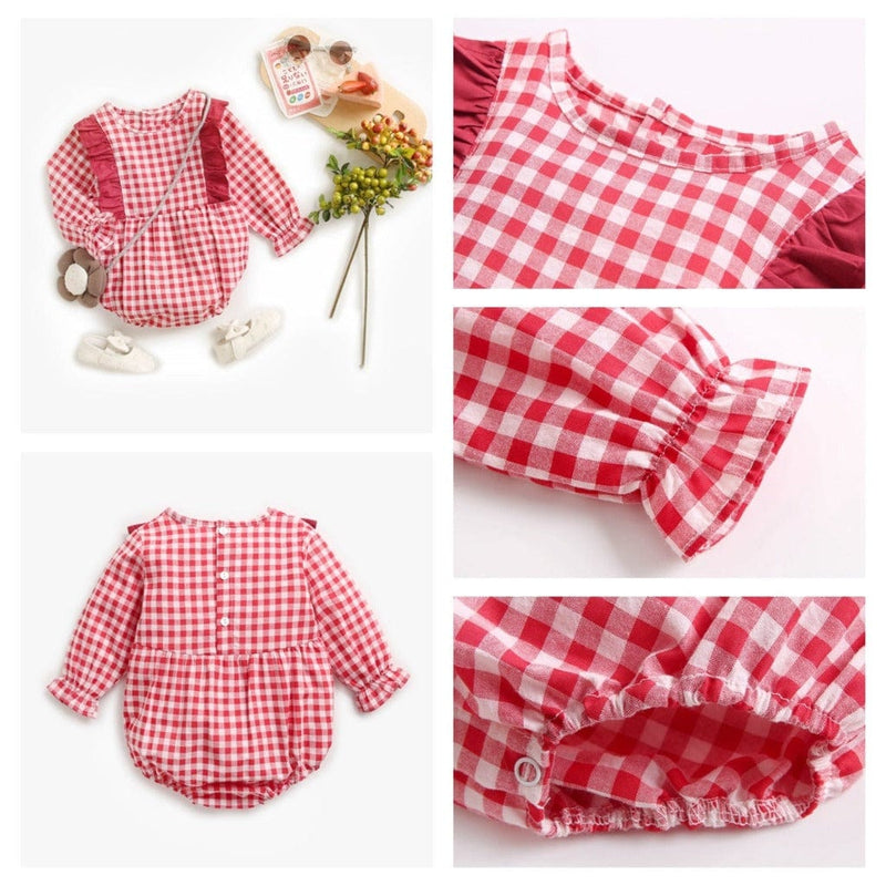 ONEAKIDS Long-Sleeved Checkered Bodysuit