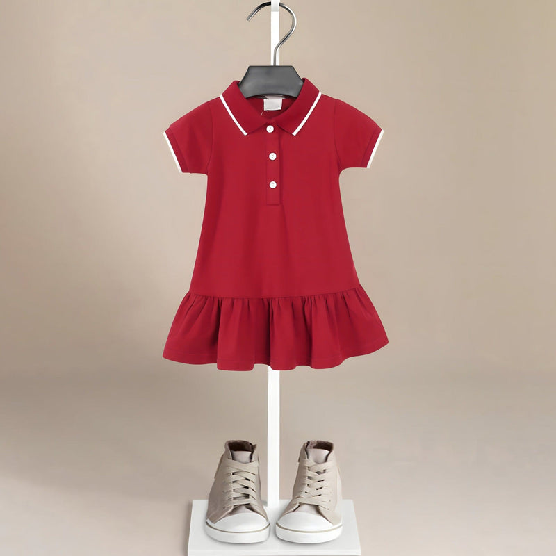 ONEAKIDS RED / 12-18M Two Colors Polo Dress