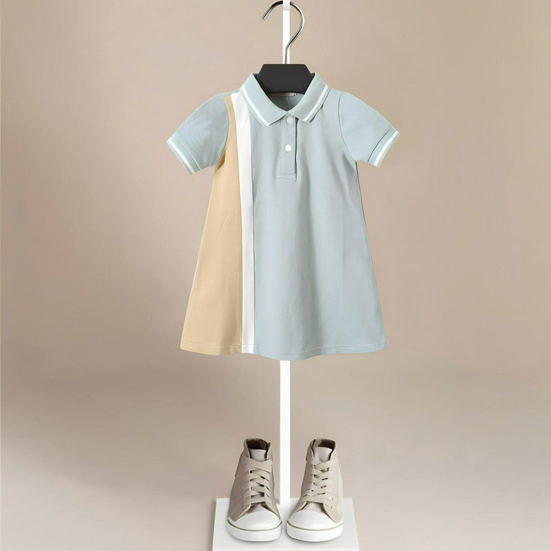 ONEAKIDS Trendy Polo Dress in Sage Blue