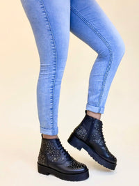 oobash Robyn Black Studded Bootie
